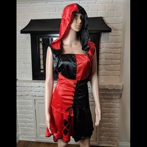 Red and black costume dress with removable hook